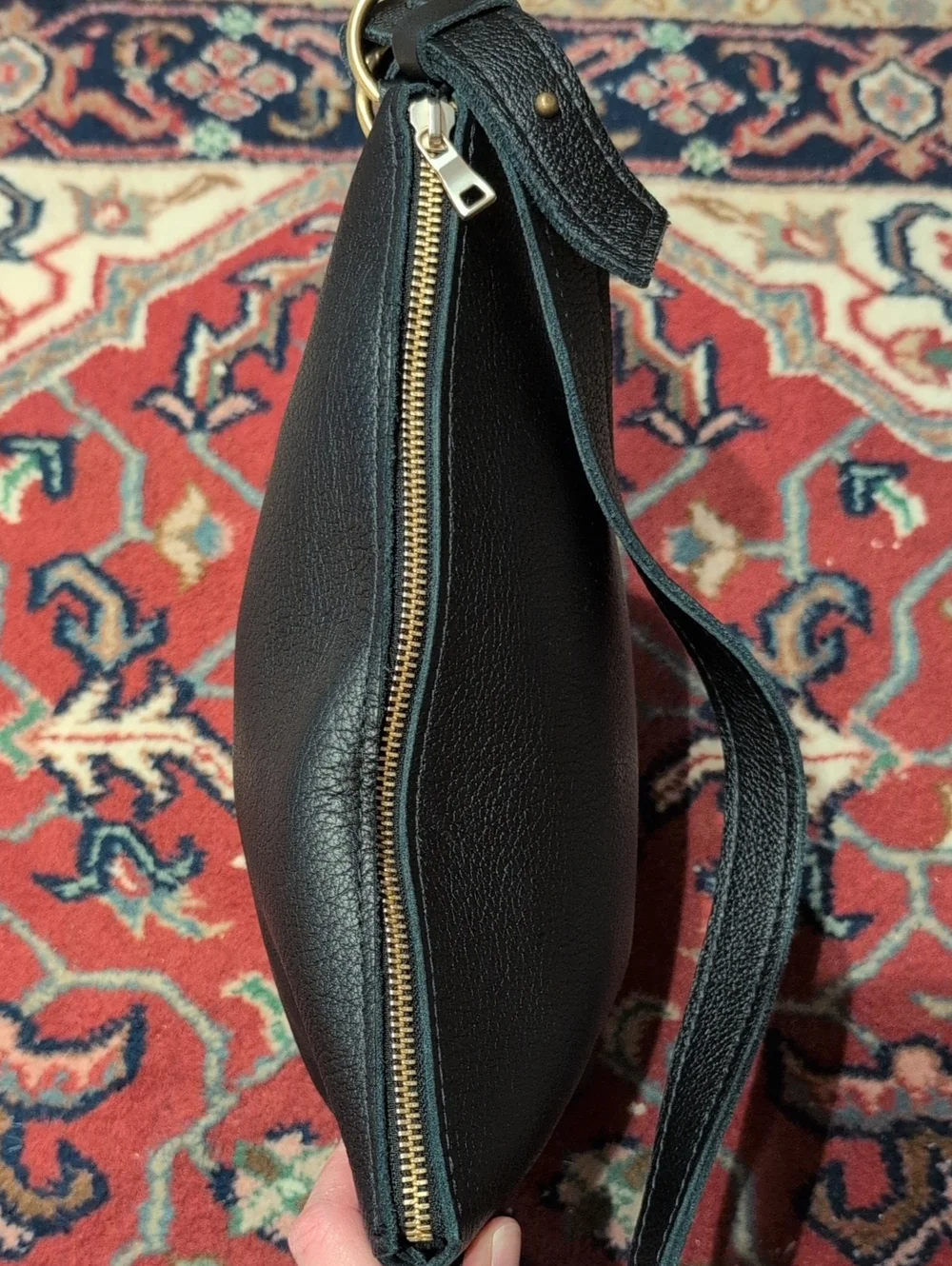 Small Slouchy Bag By Portland Leather Goods In Pebbled Black Leather - Picture 5 of 14